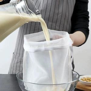 Bolsa de filtro de alimentos de nailon con cordón ajustable, 1 unidad reutilizable para filtrar jugo de verduras, té cafetera yogurt, utensilios y gadgets de cocina