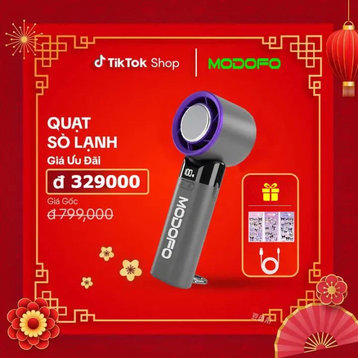 【MODOFO】Quạt cầm tay tốc độ cao mới 2025, tốc độ gió 100 cấp, màn hình kỹ thuật số, pin dung lượng lớn, thời gian sử dụng cực dài (bảo hành chính hãng 6 tháng) Sạc di động USB thích hợp làm quà tặng Tết Nguyên đán, phụ kiện quà tặng cặp đôi 0