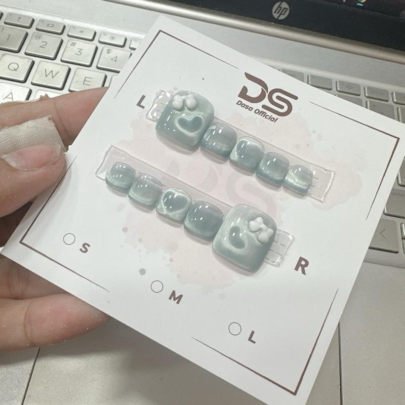  Móng chân giả form NGẮN nail box chân đính đá design đơn giản sang trọng MC099 tặng KÈM keo dán móng mắt mèo giò thạch đỏ set sơn mat meo 