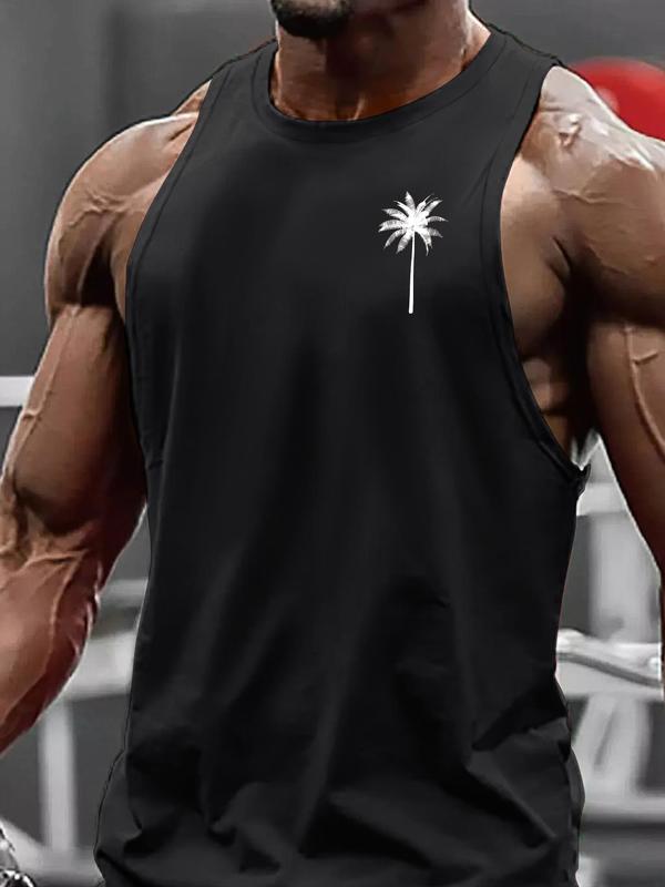 Men's Coconut Tree Print Tank Top, Regular Fit Casual Sleeveless Top for Daily Wear, Vest, Men's Clothes for All Seasons 3
