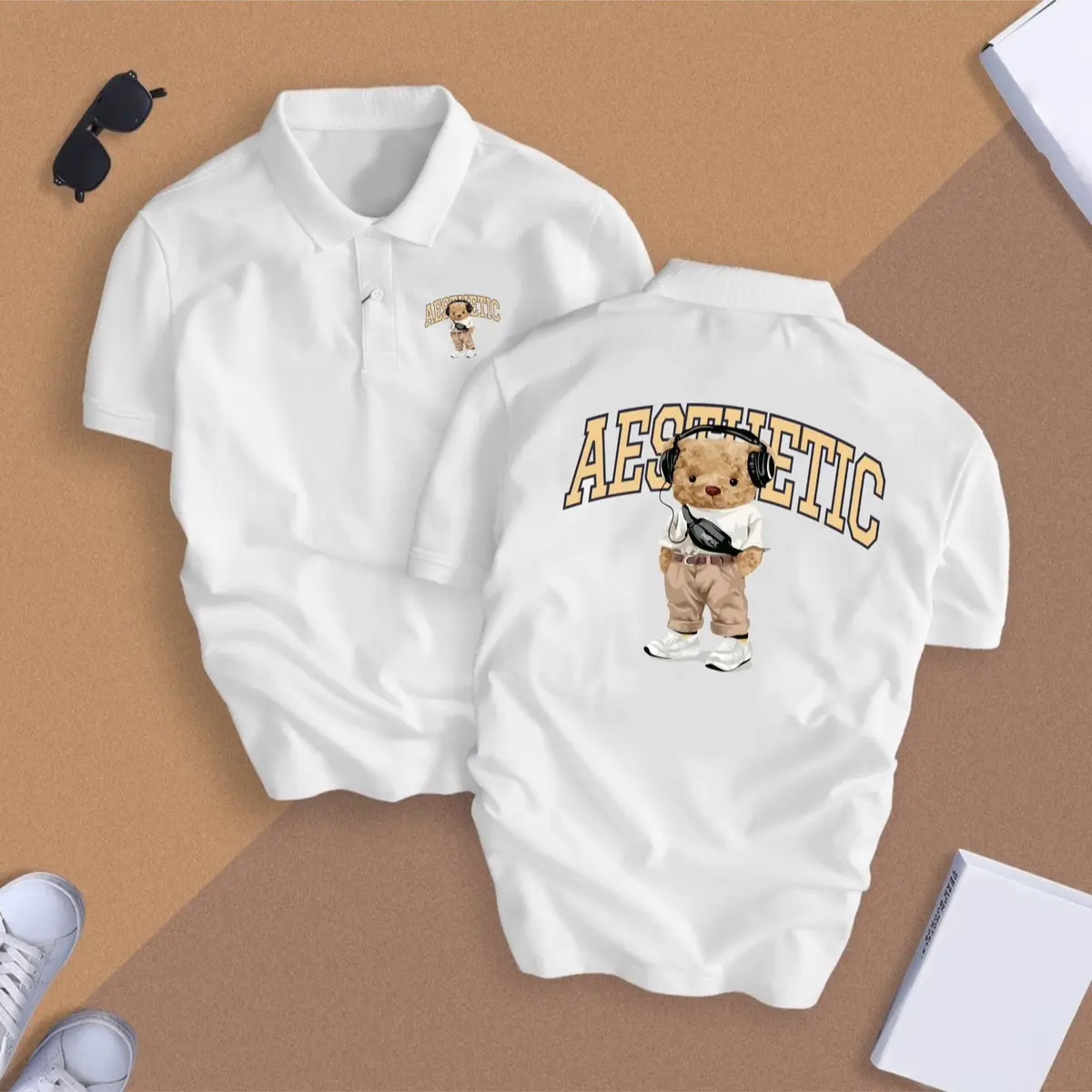ÁO POLO GẤU AESTHETIC dễ thương Menswear Nam
