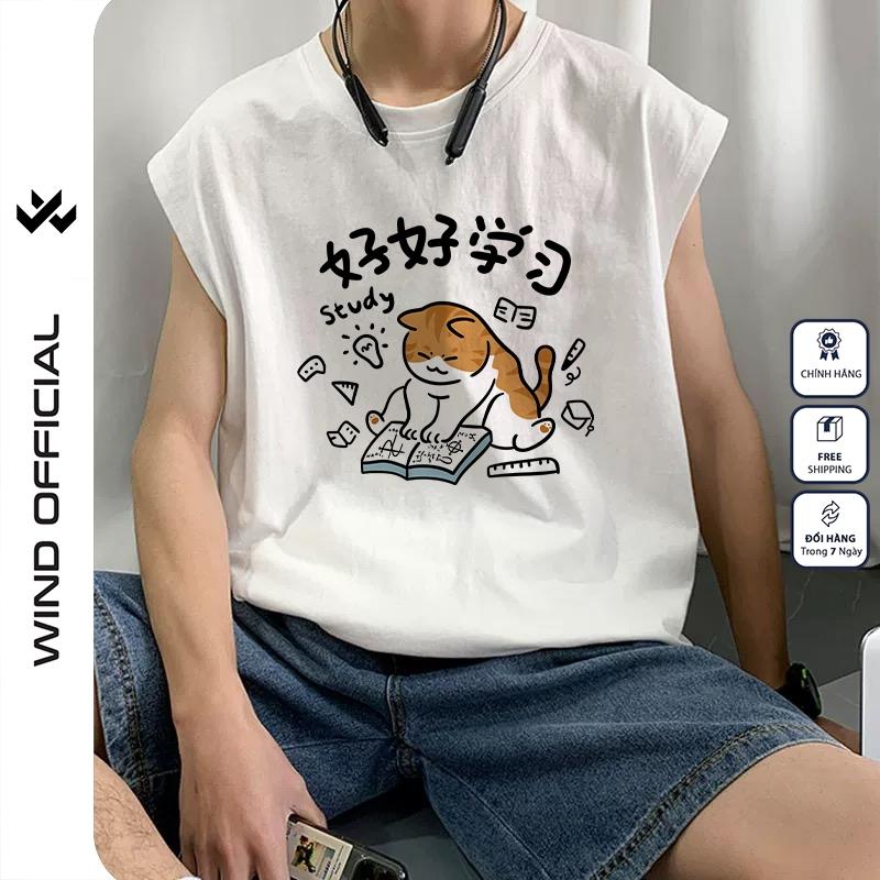 Áo ba lỗ unisex WIND form rộng sát nách CAT STUDY tanktop thời trang nam nữ oversize