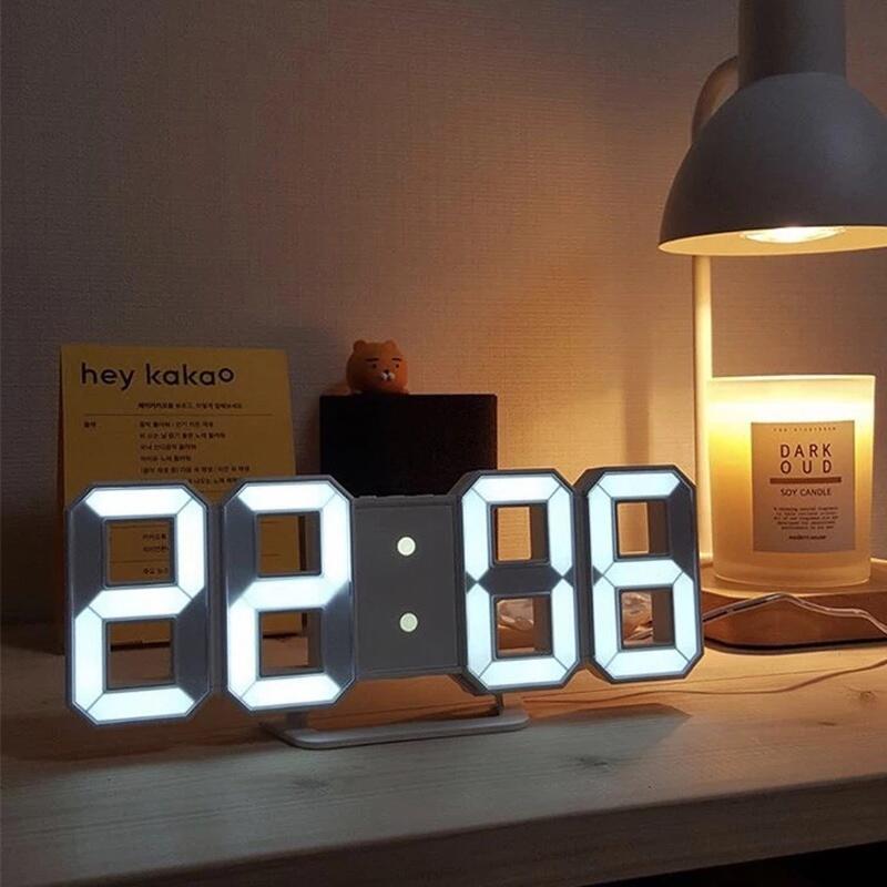 Product Introduction of 3D LED Digital Large Wall Clock Modern Glowing USB Table Watch Home Living Room Date Temperature Calendar Alarm Decorative Clocks 0