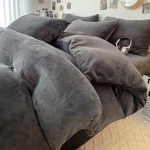 2ピースミルクベルベット4ポイントセット冬プラスベルベット厚いみのあるベッドシーツ3ポイントセット冬スタイル身長グレー掛けけけふとんカバーセット