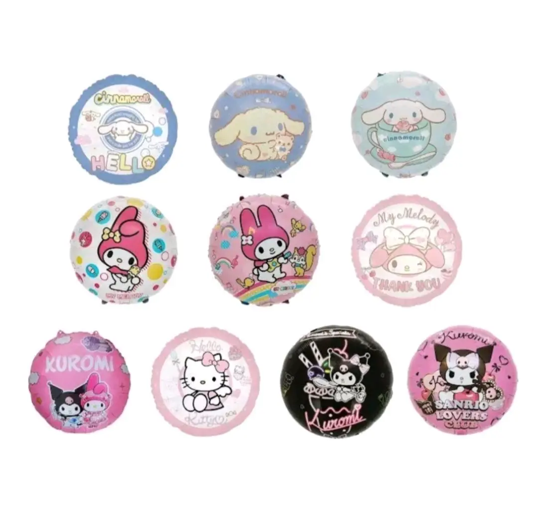 Balon Foil Ulang Tahun Bulat Karakter Sanrio Lucu Melody Kuromi Cinnamorol