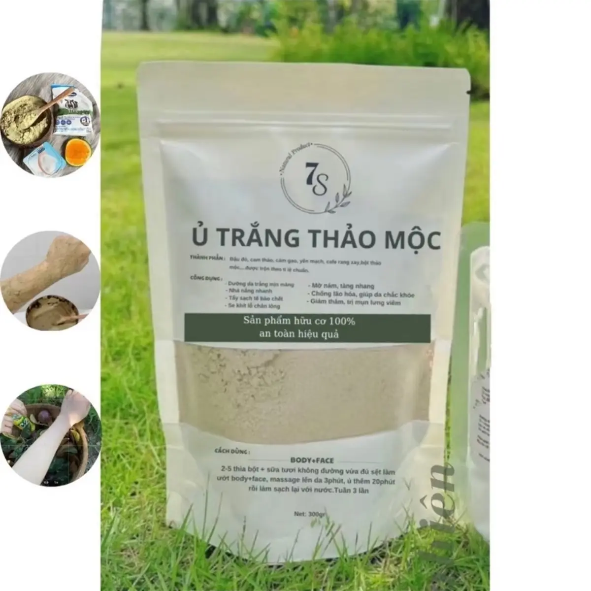 Tắm trắng thảo mộc mix cafe 7S, giúp da trắng hồng mịn màng