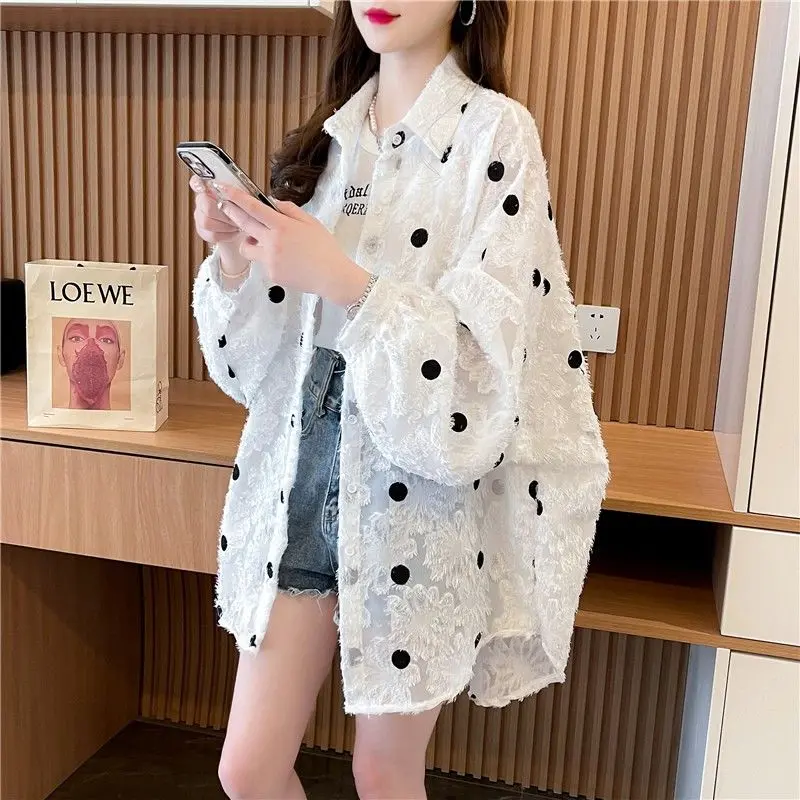 Áo Sơ Mi Mỏng Dài Tay, Phong Cách Phương Tây, Chống Nắng, Thiết Kế Đẹp, Dành Cho Nữ, Hàng Mới Về Năm 2024, Dáng Rộng Vừa Vặn, Chống Tia UV, Áo Khoác Thường Ngày