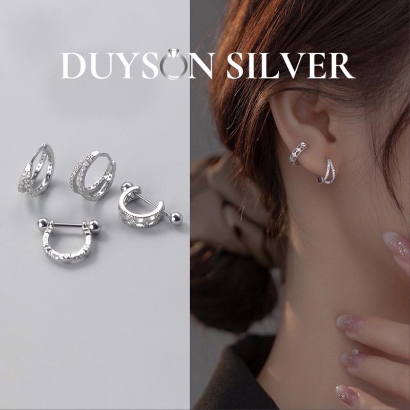 Bông tai bạc nữ chốt vặn cá tính khuyên tai bạc 925 đeo vành tai Helix Flat Conch GIÁ BÁN 1 CHIẾC KCBX17