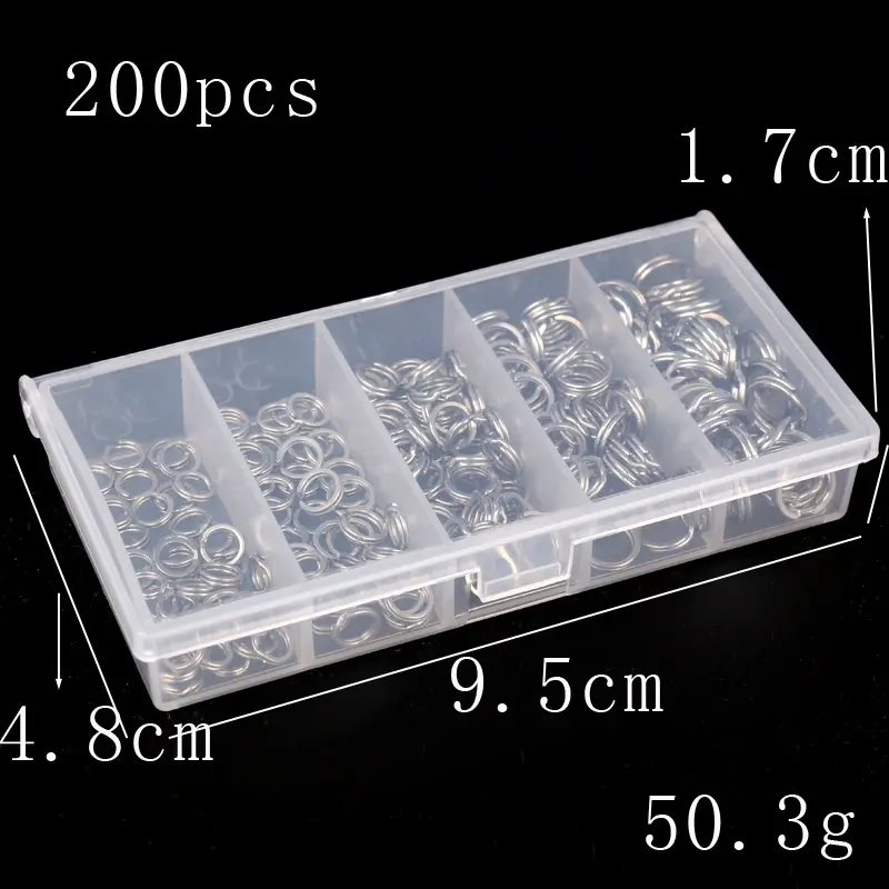 Vòng Chia Câu Cá Bằng Thép Không Gỉ, 200 Chiếc, Dây Siêu Phẳng Độ Bền Cao, Dụng Cụ Chịu Lực, Đầu Nối Mồi, Thích Hợp Để Câu Cá Jigging, Độ Bền Cao 2
