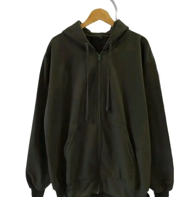 Jaket Hoodie Zipper Polos Dewasa Pria Wanita Ukuran L - XL - XXL Abu Army Fleece Sweater Distro 6