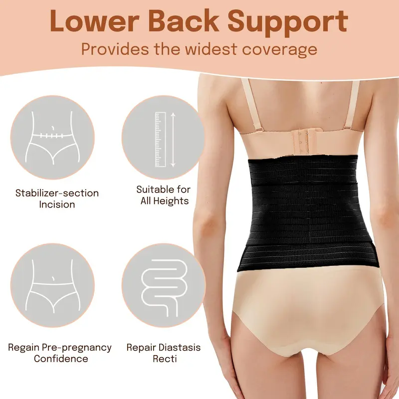 Postpartum Belly Band for Women, Adjustable Abdominal Binder Wrap, Recovery Girdle Belt for C Section, Post Partum Waist Belt for Women 3