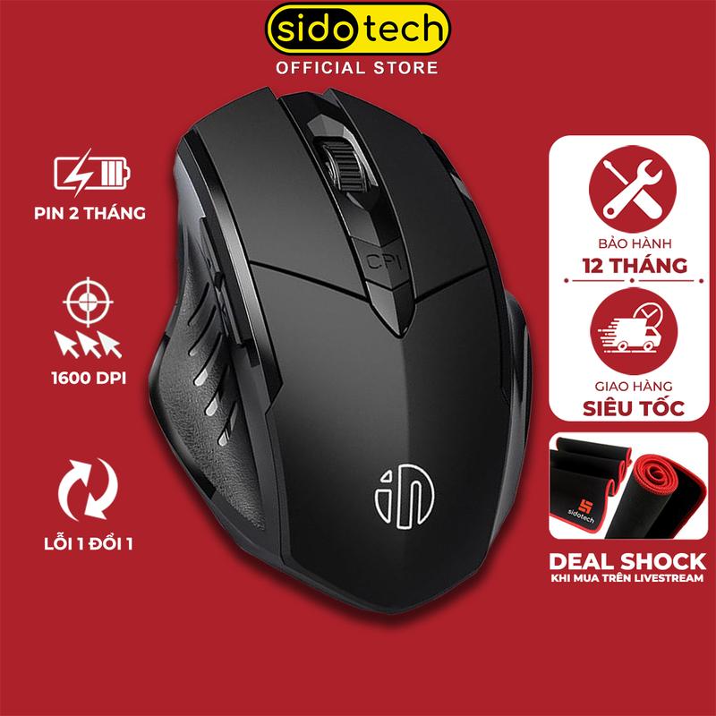 Chuột gaming không dây sạc pin SIDOTECH INPHIC PM6 độ nhạy dpi 1600 cho game thủ chơi game chuyên nghiệp kết nối Wireless 2.4G