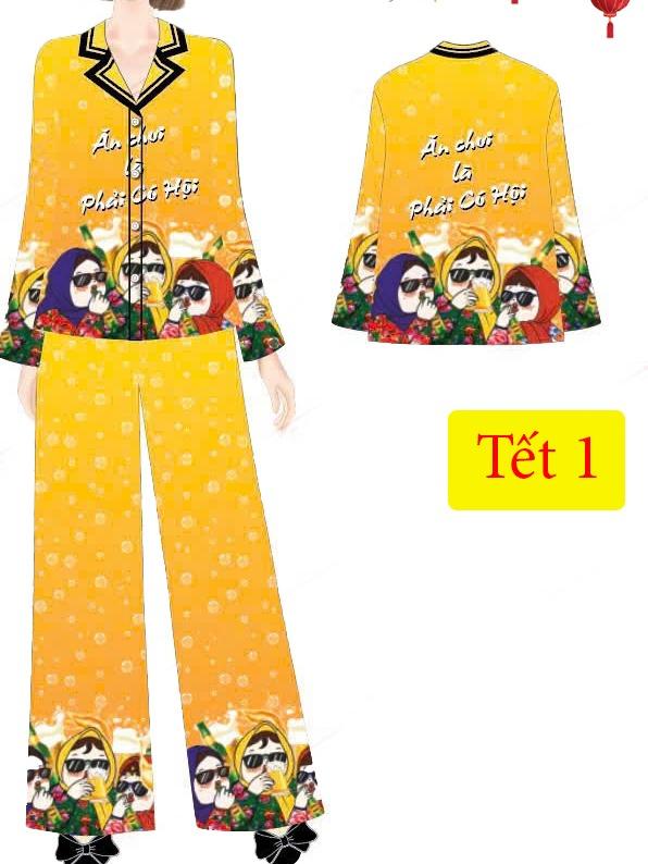 [40-70kg] Đồ bộ pijama tết 2025 ất tỵ mới nhất vải lụa ánh kim mềm mát 6