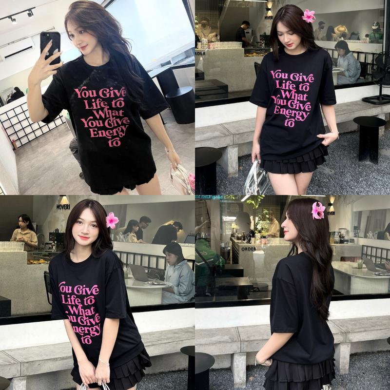 Product Introduction of Áo thun tay lỡ form oversize in chữ You Give chất liệu cotton 2 chiều định lượng 250gsm Menswear Cổ Tròn 3