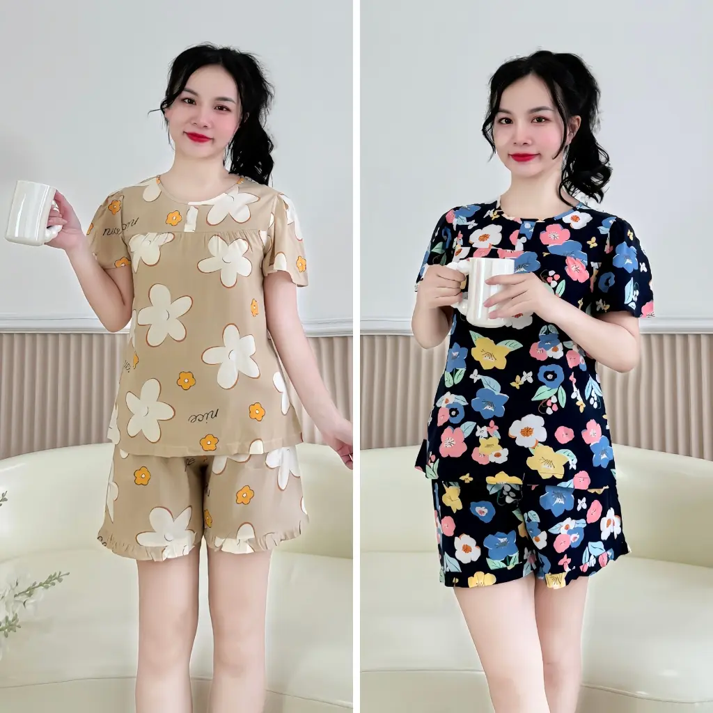 TBO11 - Đồ bộ tole nữ mặc nhà quần đùi tay bồng, vải mát mịn, form dễ mặc, họa tiết dễ thương 40-75kg nashop