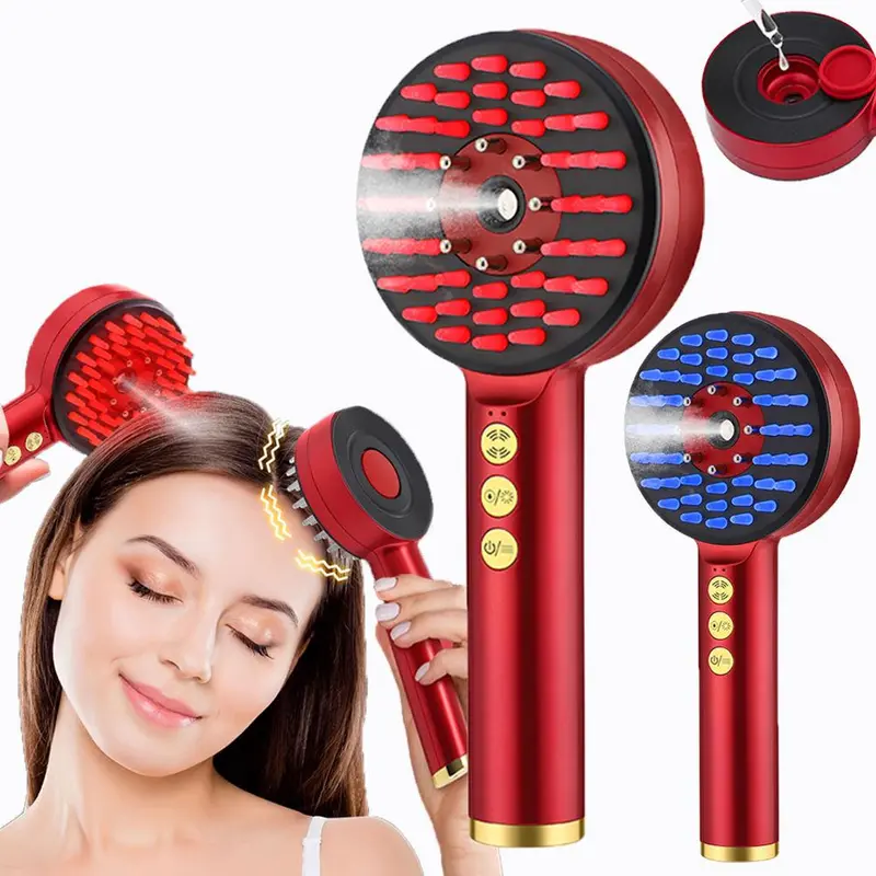 Electric Head Massager, 1 Count Rechargeable Hair Scalp Massage Comb, Spray Vibration Massage Brush, Hair Care & Massage Tool for Women & Men 0