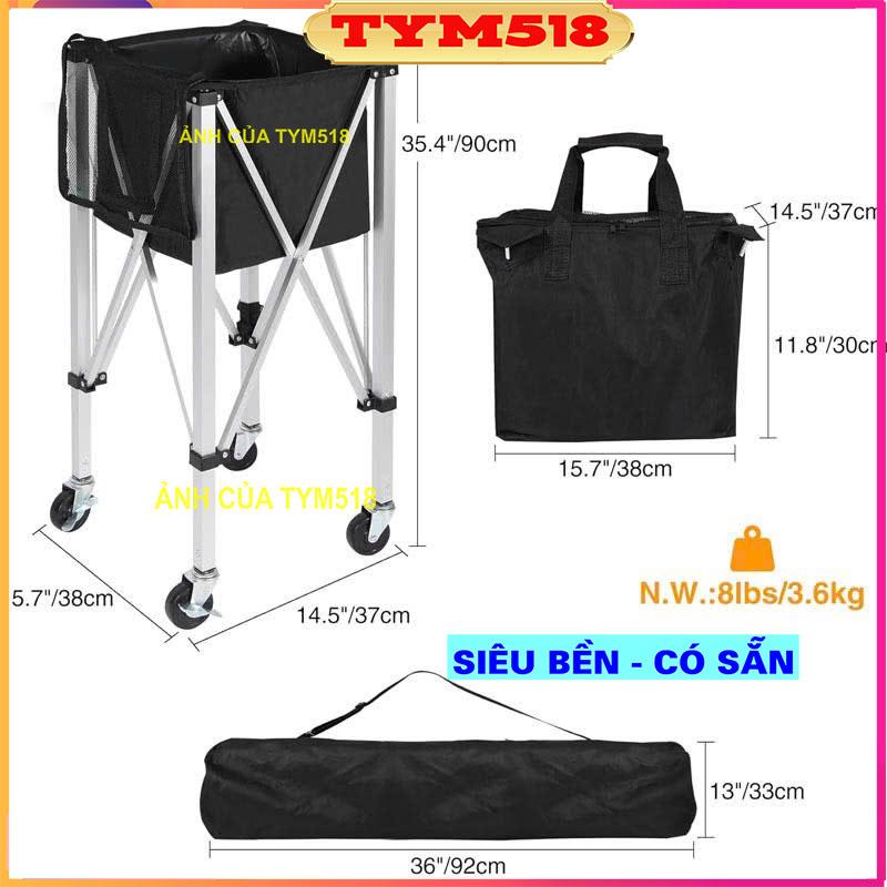 Xe Đẩy Đa Năng Đựng Bóng Tập Luyện Tennis, Pickleball Cầu Lông Bóng Bàn Chắc Chắn Tiện Lợi Sport Túi Thể Thao