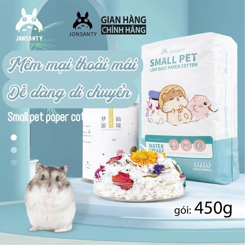 Giấy lót chuồng cho hamster bọ ú thỏ thú cưng nhỏ khả năng hút ẩm cao ít bụi không mùi phân hủy sinh học thân thiện với môi trường JONSANTY gói lớn 450gram 1LB