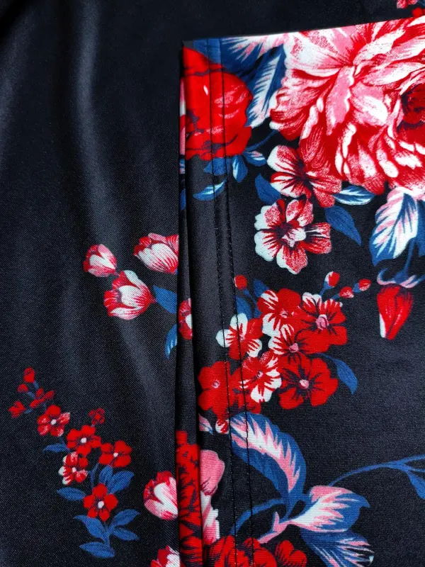 【Plus Size】Floral Print Pencil Skirt, Elegant Fashion Casual Knee Length Skirt for Daily Outdoor Wear, Women Plus Clothing for All Seasons 5