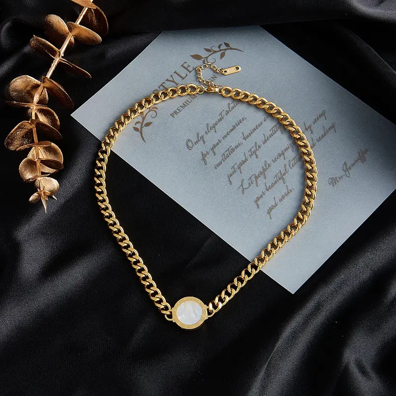 Stainless Steel Retro Style Ornament Bracelet Necklace Heavy Industry Thick Chain Roman round Brand Accessories Jewelry Suit