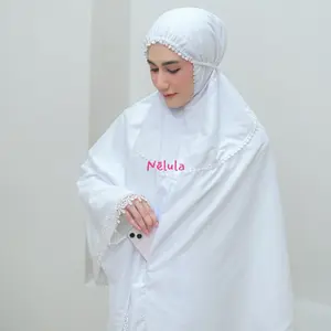 Jilbab Bergo Umroh Dan Haji Premium Jumbo Kantong Bersaku Anti Copet Putih Dan Hitam Menutup Dagu By Nelula