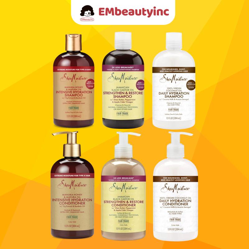 Dầu Gội Xả Shea Moisture Manuka Honey & Jamaican Black Castor Oil Hỗ Trợ Tóc Khô Xơ Và Hư Tổn