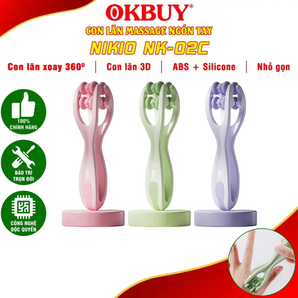 Con lăn massage ngón tay Nikio NK-02C chính hãng - Giúp massage sâu vào các huyệt vị ngón tay