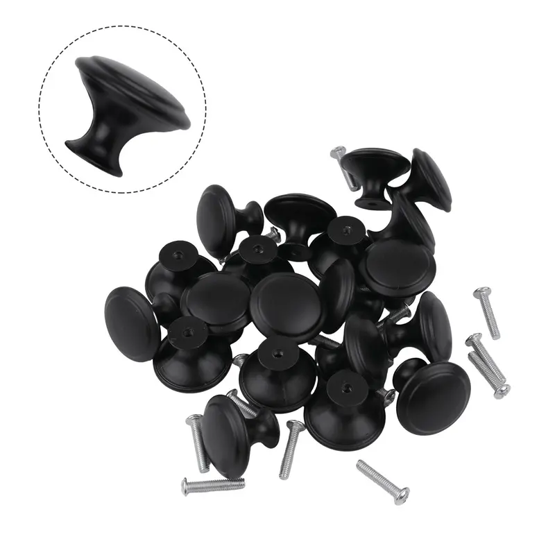 HOMEDIY 20Pcs Door Knobs Cabinet Handles Cupboard Drawer Kitchenathroom Metal black 6