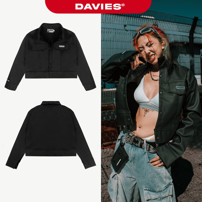 Áo khoác da nữ croptop dáng ngắn leather cropped jacket local brand Davies| D15-AK32