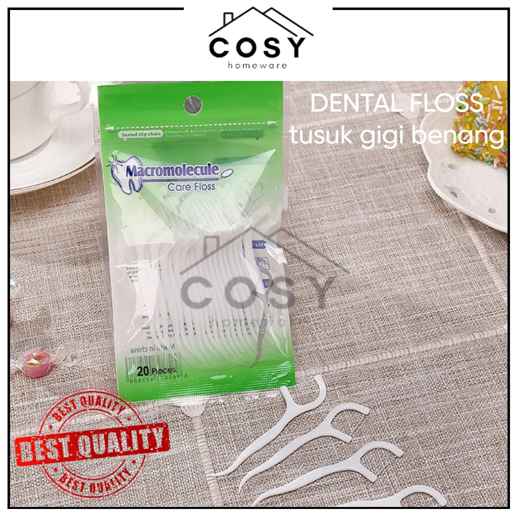 COSY Tusuk Gigi Benang Dental Floss Stick isi 20pcs / Alat Pembersih Sela Gigi