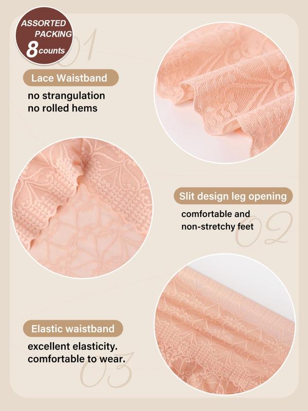 Women's Heart Print Lace High Waist Panty, Breathable Comfortable Seamless Knicker for Daily Wear, Women's Underwear for All Seasons 3