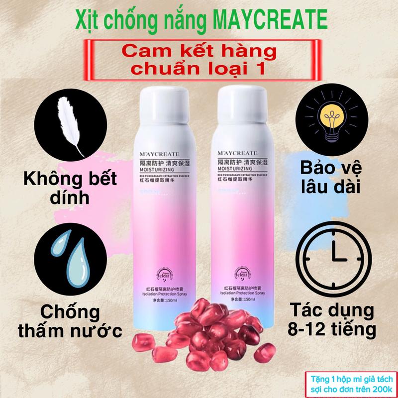 [hàng loại 1] Xịt chống nắng toàn thân MAYCREATE 150ml nâng tone, trắng da, giúp bảo vệ làn da một cách hiệu quả