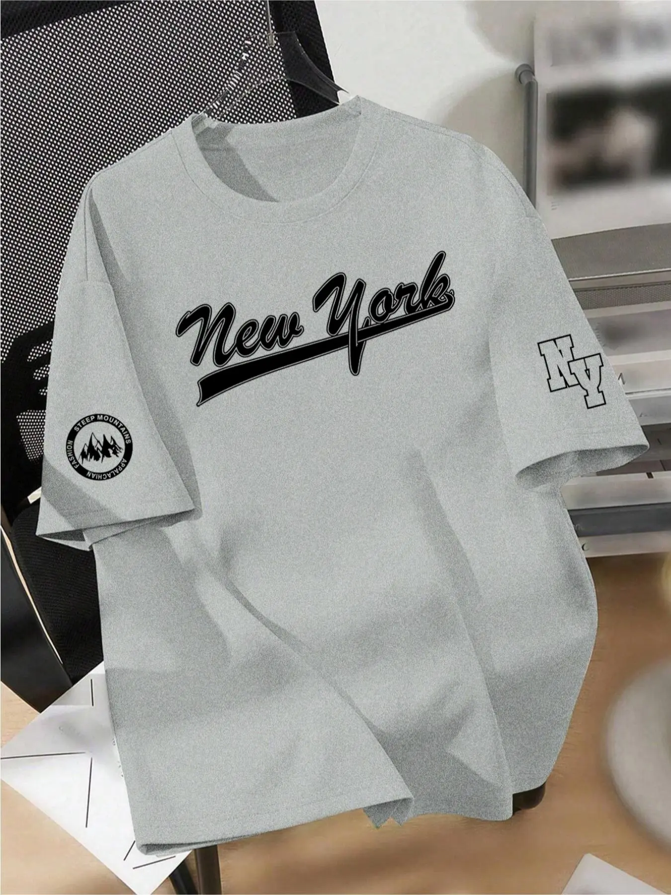 Men's Letter Print Round Neck Tee, Regular Fit Casual Short Sleeve Crew Neck T-Shirt for Summer, Fashion Men's Top for Daily Wear