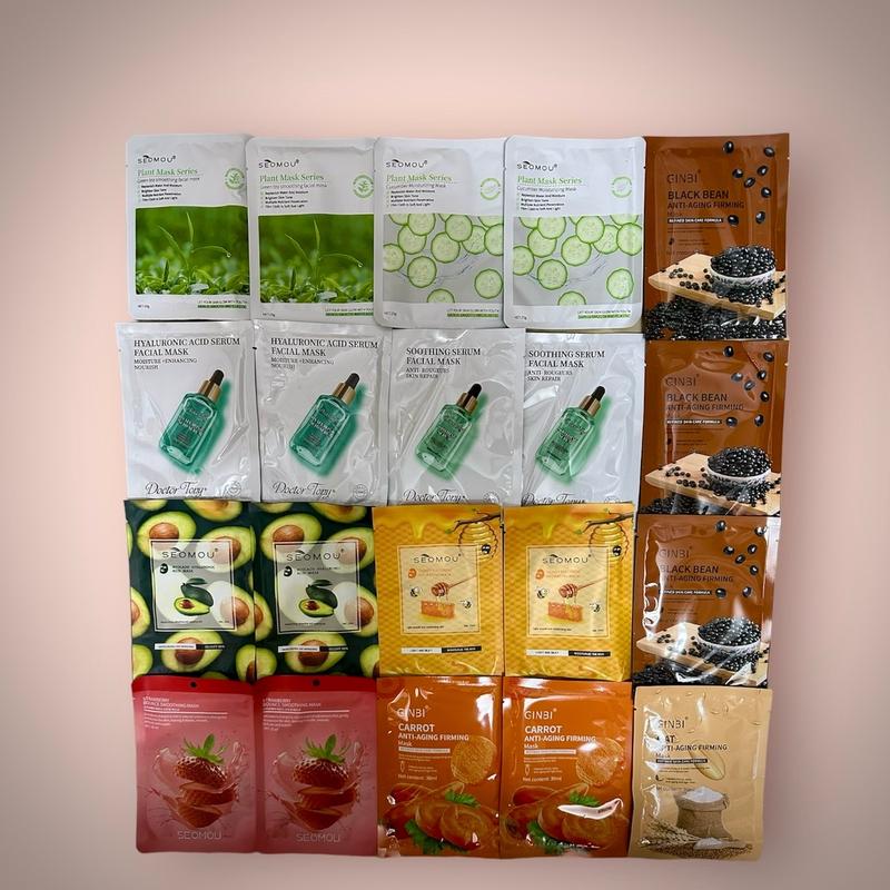 [ Da Mỏng - Phục Hồi ] Combo 100 miếng mặt nạ dành cho da . Gồm các loại mặt nạ trái cây và tinh chất dịu nhẹ . Skincare Cosmetics Peel Da  mặtnạ chotuổidậythì mask  giay đủ vị phục hồi da mặt nạ  giấy mask  duong Kem Face mặt nạ  b5 6