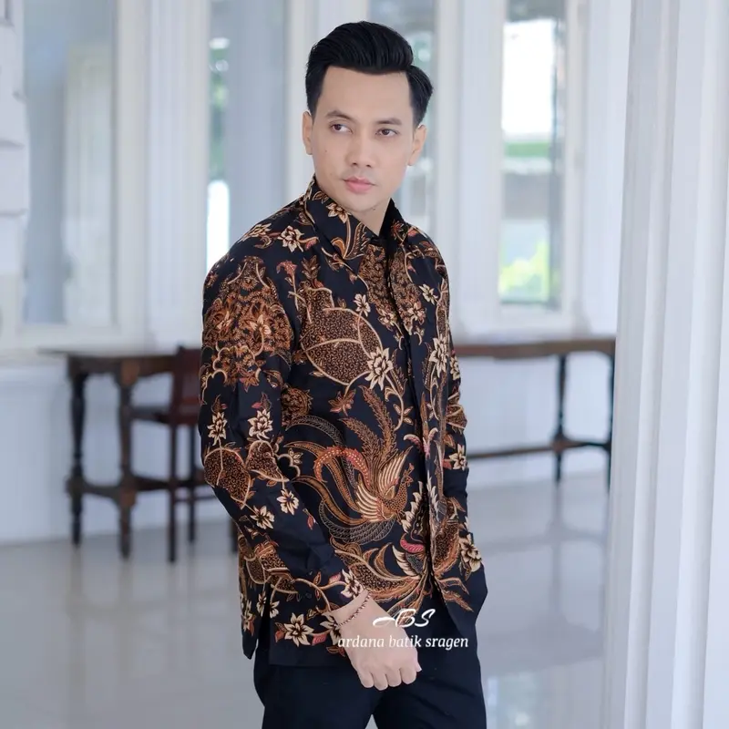 Ramawijaya Kemeja Batik Lengan Panjang Reguler fit Premium Furing Adem Katun Sregenan Kemeja Keren Lamaran Tunangan Wisuda Kantoran Grosir Nikahan Kain Nyaman Dan Tidak Luntur Hitam Atasan 2