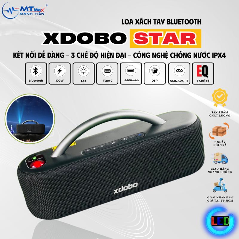 LOA BLUETOOTH Xdobo Star được thiết kế gồm 2 loa toàn giải mỗi 1 loa công suất 50W mang lại tổng 100W và màng cộng hưởng thụ động Có 3 chế độ chơi nhạc: Đủ 3 giải, Extra Bass, Vocal , cho bạn thoải mái nghe nhạc trong thời gian từ 8-10h