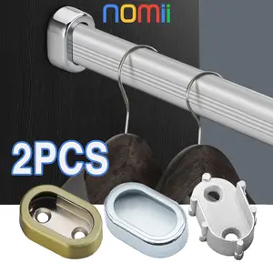2buah Braket Oval Bracket Pipa Gantungan Baju Bracket Pipa Besi Kuping Gantungan Lemari