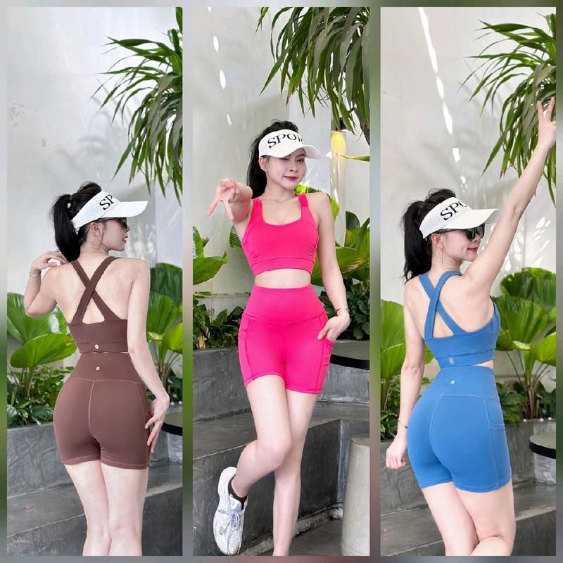 set bộ đồ đùi thể thao tập gym yoga aerobic ,đi biển nữ dây chéo