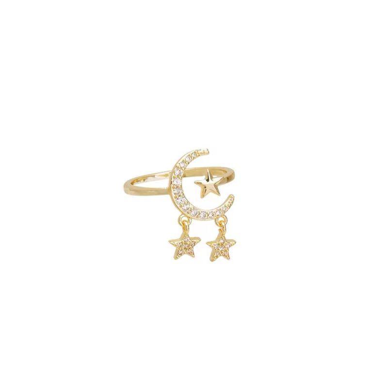Product Introduction of Lynnroman Japanese Style Mild Luxury Star Moon Ring Female South Korea Fashion Open Ring Temperament Index Finger Ring Special-Interest Design 11