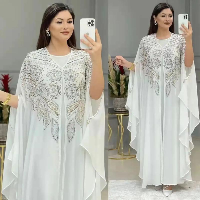 Product Introduction of 2024 Abayas for Women Dubai Luxury Chiffon Boubou Muslim Fashion Dress Caftan Wedding Party Occasions Long Abaya With Inner 6