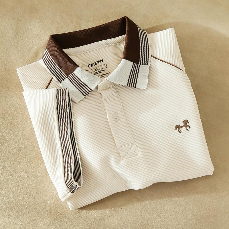 Áo Thun Polo Nam Raglan Chất Vải Gân Kem Cotton Cao Cấp, Thấm Hút Mồ Hôi, Trẻ Trung, Thanh Lịch - CATIZEN