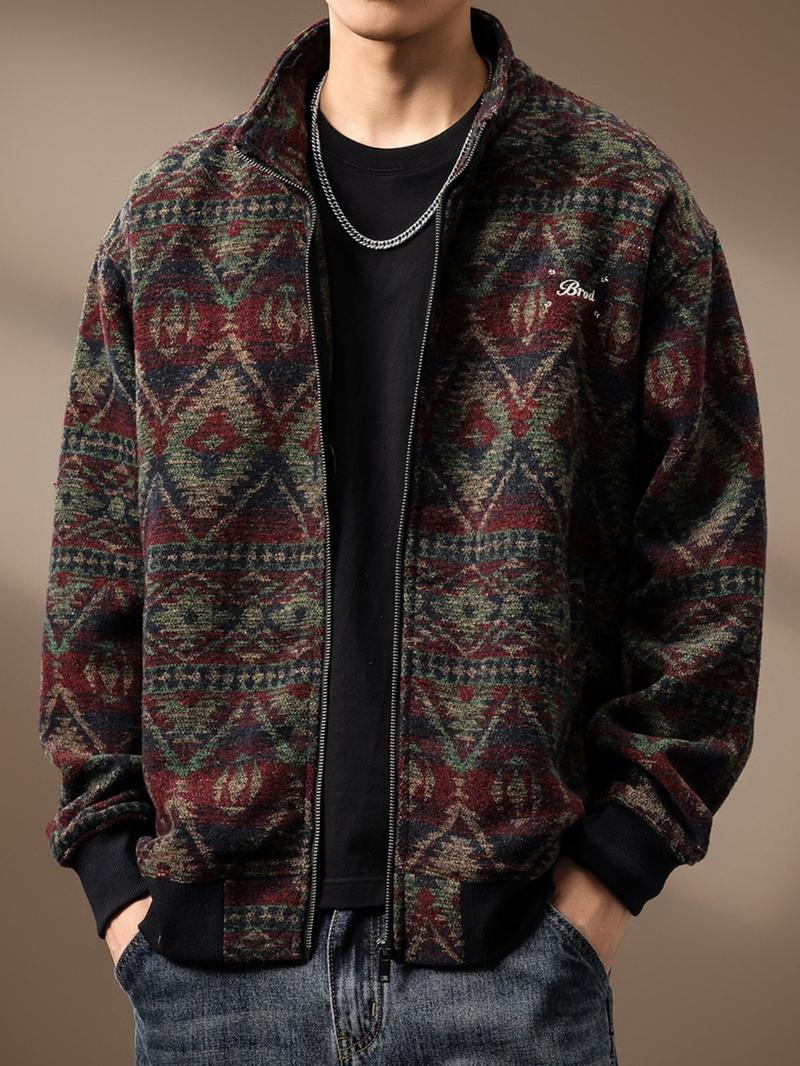 Product Introduction of High-end Ethnic Style Wool Knit Jacket for Men, Autumn Loose Fit, Large Size 560g Heavy Retro Cardigan Sweater Trendy Pedal 13