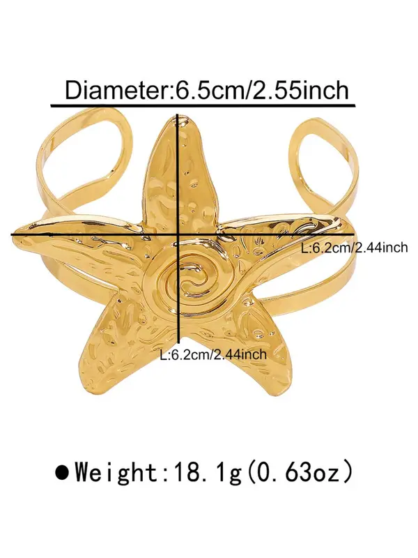 Starfish Design  Bangle, Fashionable Jewelry for Women for Party, Daily Clothing Decor, Trendy All-match & Exquisite Jewelry for Birthday Gift 1