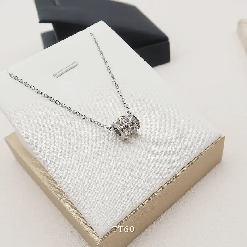 [KHÔNG ĐEN GỈ] Dây chuyền thép Titan mạ vàng hình trụ đính đá cao cấp Trang Sức thời trang sang trọng - Mely TT60 Nữ Women 7