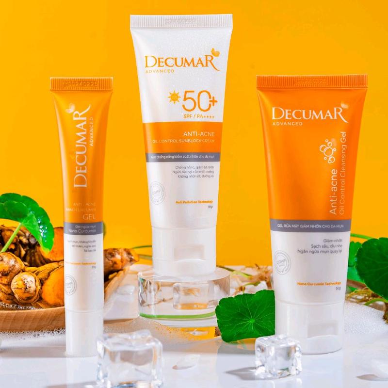 COMBO 2 hộp gel trị mụn và sữa rửa mặt DECURMA Làm Đẹp Da Skincare 8 m   hằng du mục kem trị mụn