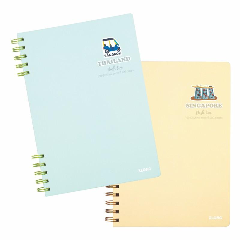 Sổ lò xo kép 2 đầu 200 trang kẻ ngang nét đứt B5 Klong Ms 507, vở viết dòng Dash Line ôn tập không nhòe 100gsm