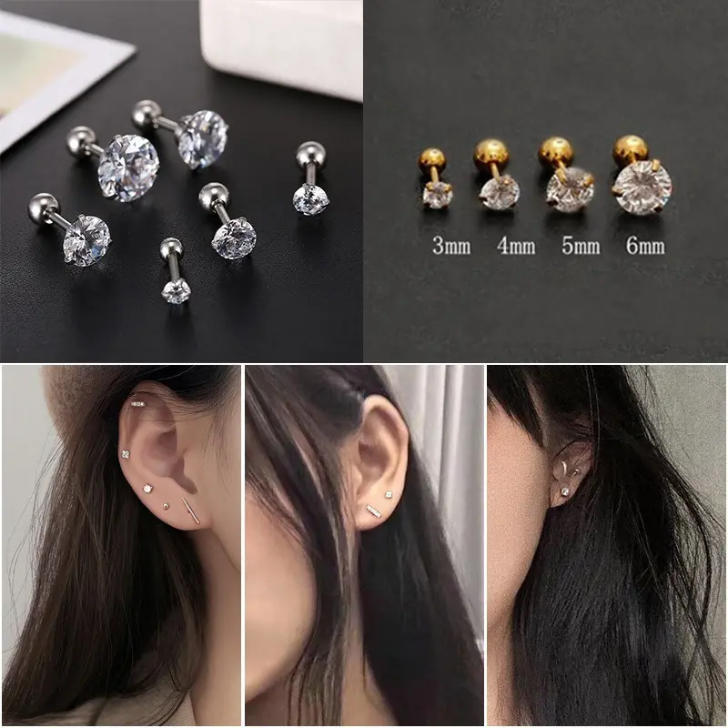 ANTING PERMATA FOR HELIX,UPPER LOBE, TRAGUS ANTI LUNTUR DAN ANTI KARAT