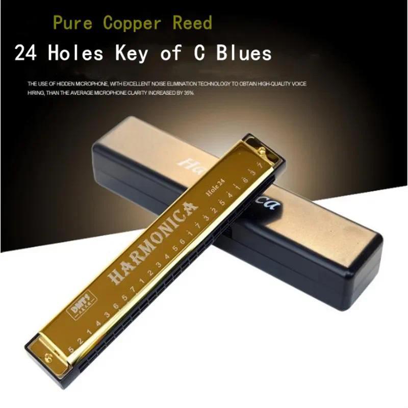 1PCS Professional 24 Hole Harmonica Mouth Metal Organ for Children and Adults Beginners Musical Toys 2