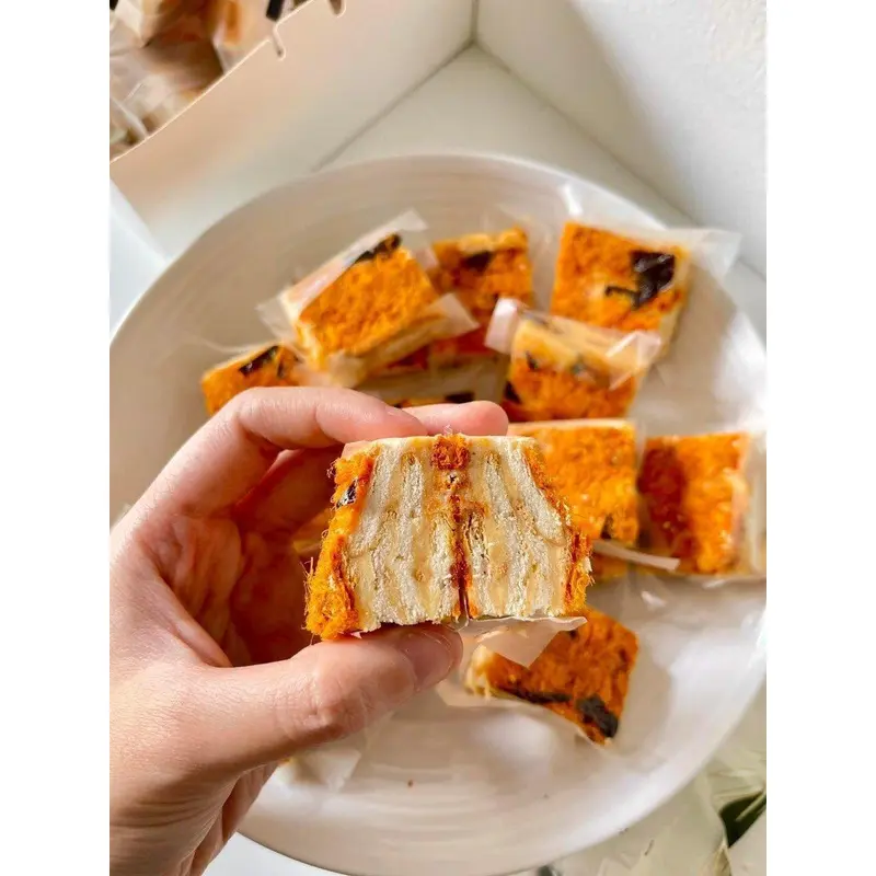 (A4) 100gr Bánh Snow Phô Mai Chà Bông,8-9bánh, Đồ Ăn Vặt SNACK Food Bánh Quy Thức Ăn 2