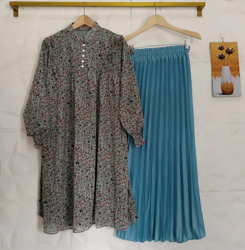 GAMIS SETROK OHAYA SATU SET MIDI DRESS DAN ROK PLISKET KLOK AMITHA SORA 2